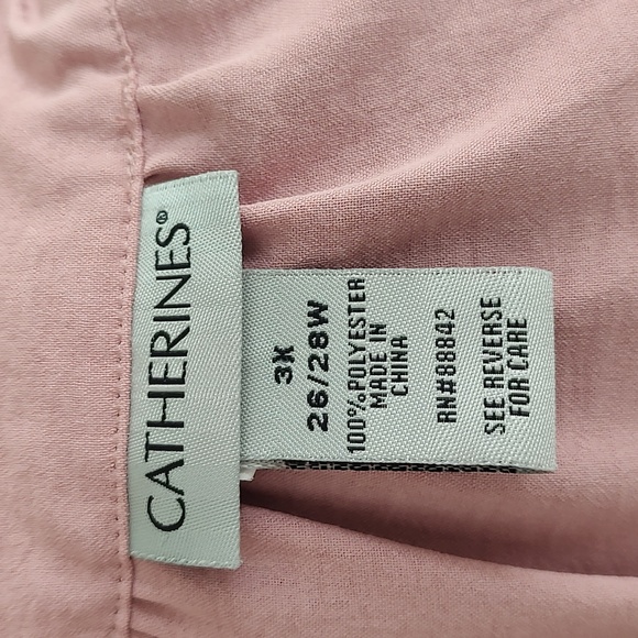 Catherine's Dusty Rose Silky Button Down Tunic Blouse Loose Billowy Sleeves 3X - Picture 6 of 6